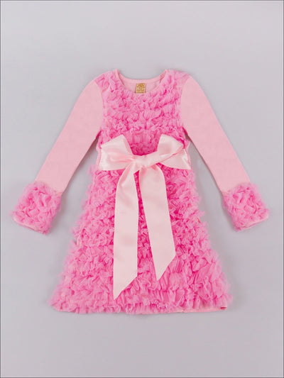 Girls Pink Ruffled Dress - Girls Fall Dress