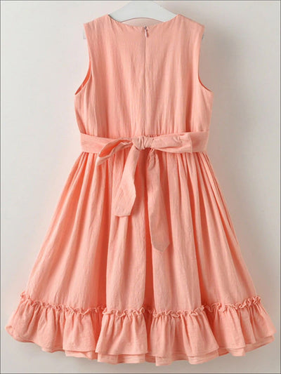 Toddler Spring Casual Dresses | Girls Pink Sleeveless Ruffle Sundress