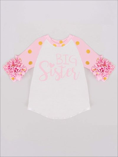 Girls Pink & White Big Sister Raglan Sleeve Tee - Girls Fall Top