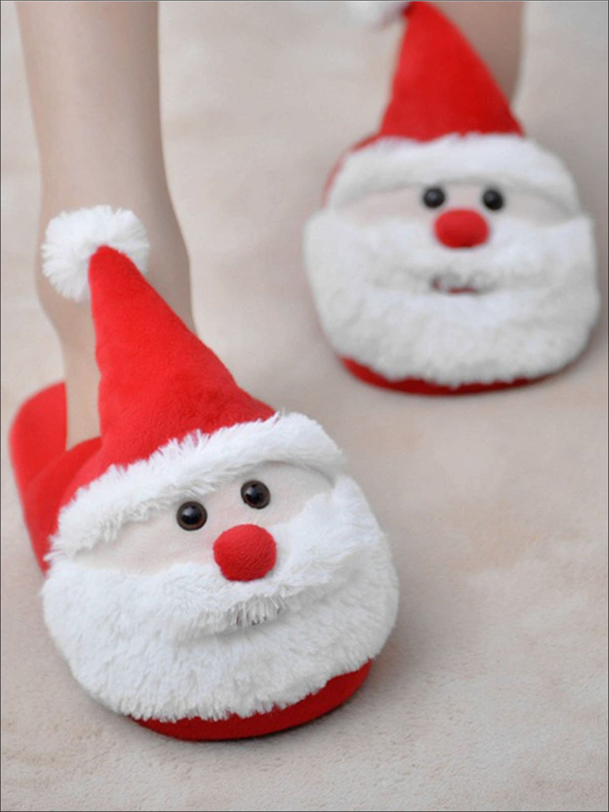 Christmas Slippers | Little Girls Plush Santa Claus House Slippers