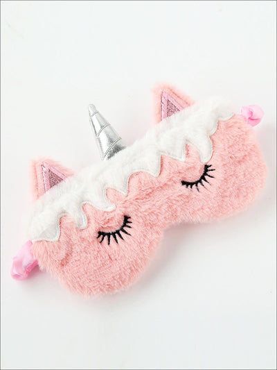 Girls Plush Unicorn Lash Eye Mask - Peach - Girls Accessories