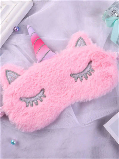 Girls Plush Unicorn Lash Eye Mask - Pink - Girls Accessories