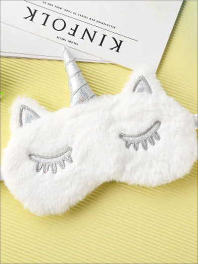 Girls Plush Unicorn Lash Eye Mask - White - Girls Accessories