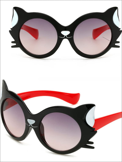 Girls Polarized Cartoon Cat Eye Sunglasses - Black - Girls Accessories