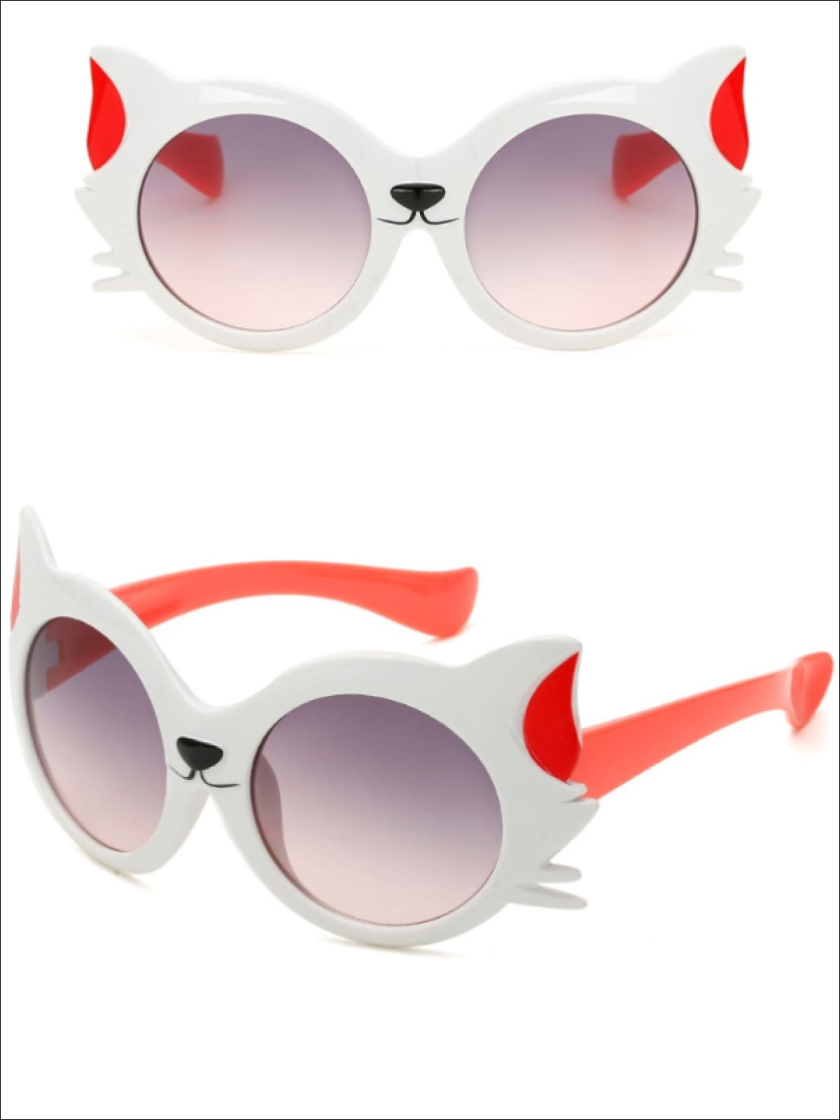 Girls Polarized Cartoon Cat Eye Sunglasses - White - Girls Accessories