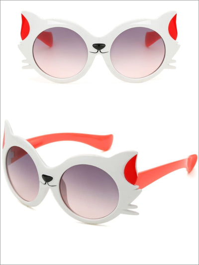 Girls Polarized Cartoon Cat Eye Sunglasses - White - Girls Accessories