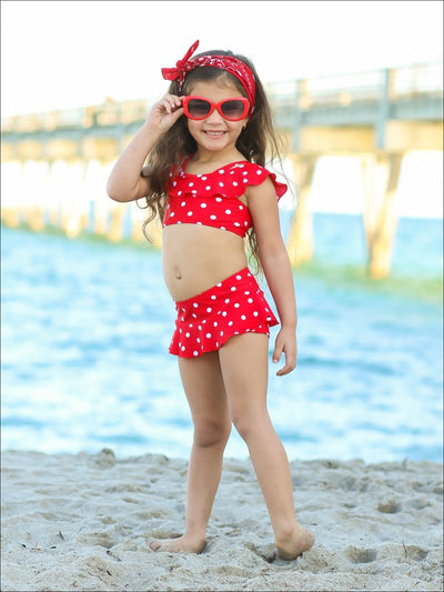 Toddler Resort Wear | Little Girls Polka Dot Two Piece Swimsuit