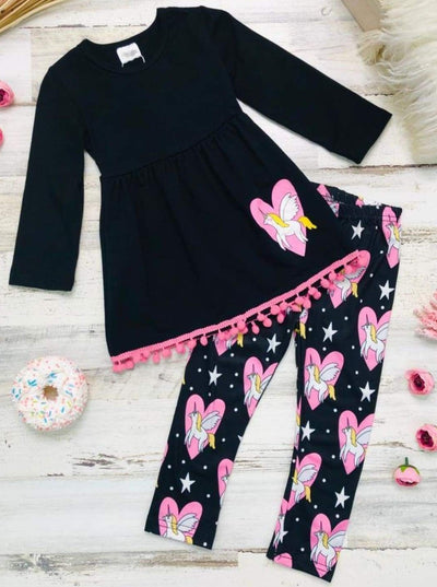 Kids Valentine's Clothes | Unicorn Hearts Tunic, Scarf & Legging Set