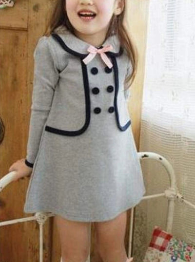 Girls Preppy Chic Schoolgirl Blazer Illusion Dress - Mia Belle Girls