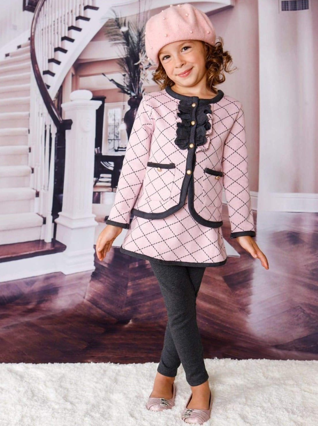 Preppy Girls Outfit | Blazer & Skirted Leggings Set - Mia Belle Girls