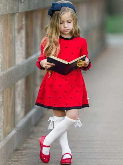 Girls Preppy Chic Dress | Heart Knit Skater Dress | Mia Belle Girls