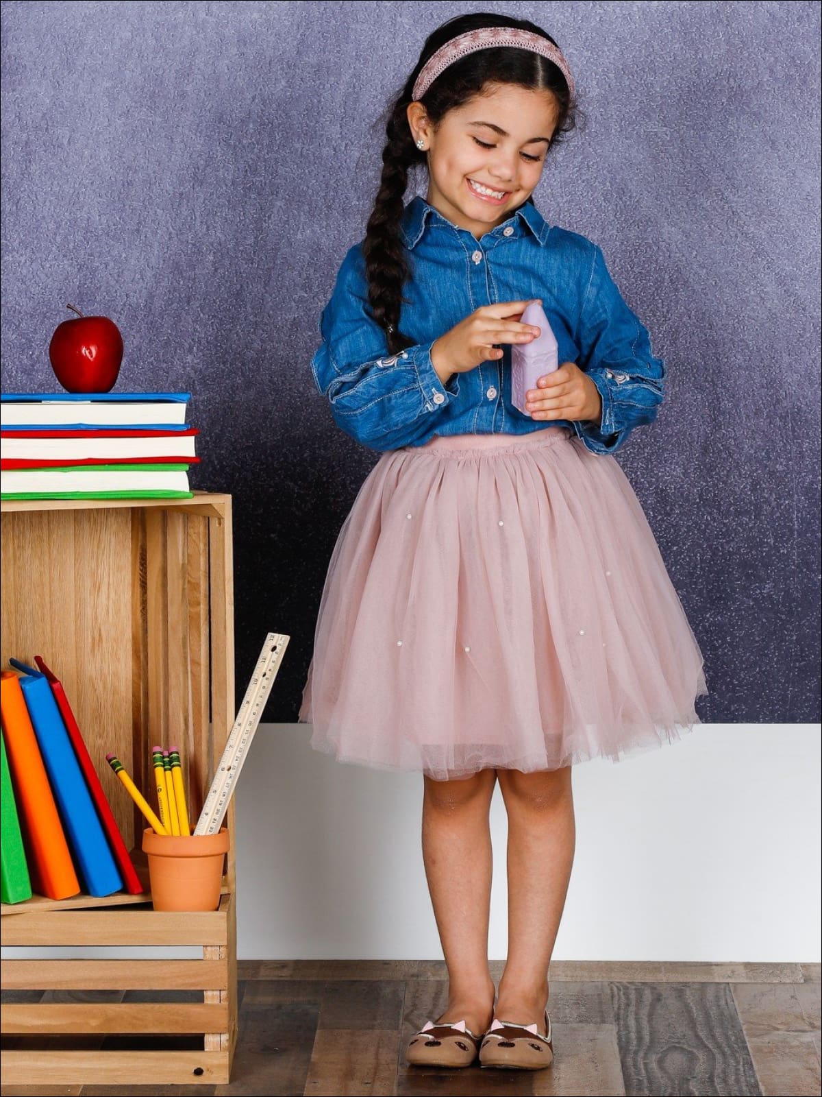 Denim Darling Blouse & Tutu Skirt Set - Back To School - Mia Belle Girls
