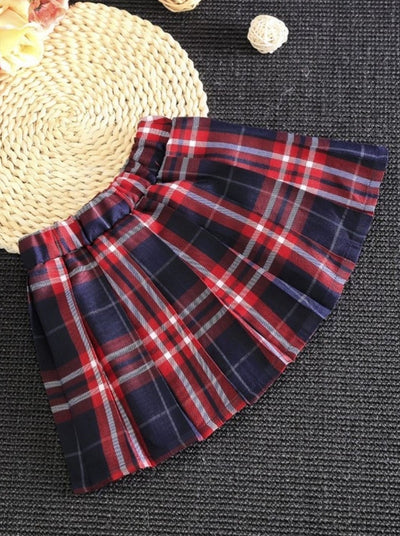 Preppy Chic Outfit | Blouse, Tie, & Plaid Skirt Set | Mia Belle Girls