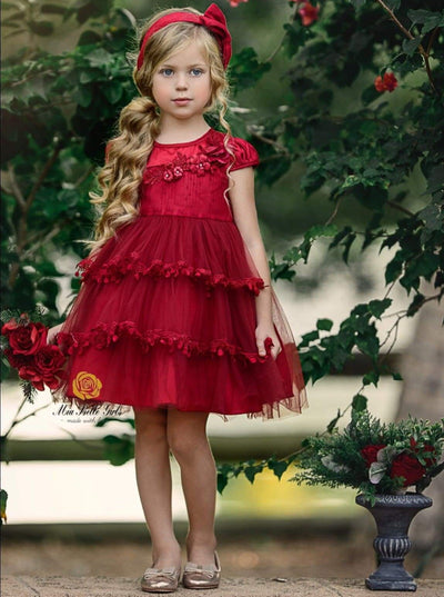 Girls Winter Formal Dresses | Princess Cap Sleeve Floral Holiday Dress ...