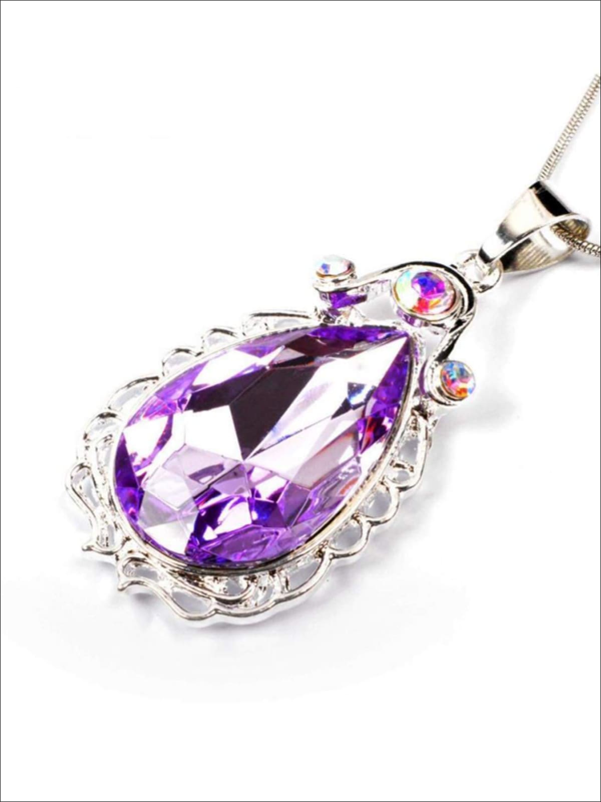 Girls Princess Sofia The First Inspired Crystal Teardrop Pendant Necklace - Girls Necklace
