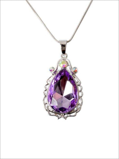 Girls Princess Sofia The First Inspired Crystal Teardrop Pendant Necklace - Girls Necklace