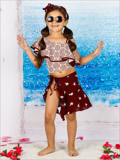 Kids Resort Wear | Girls One Shoulder Ruffle Two Piece Swimsuit