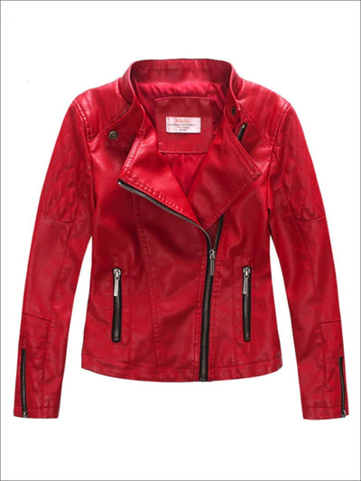 Girls Quilted Sleeve Synthetic Leather Moto Jacket – Mia Belle Girls