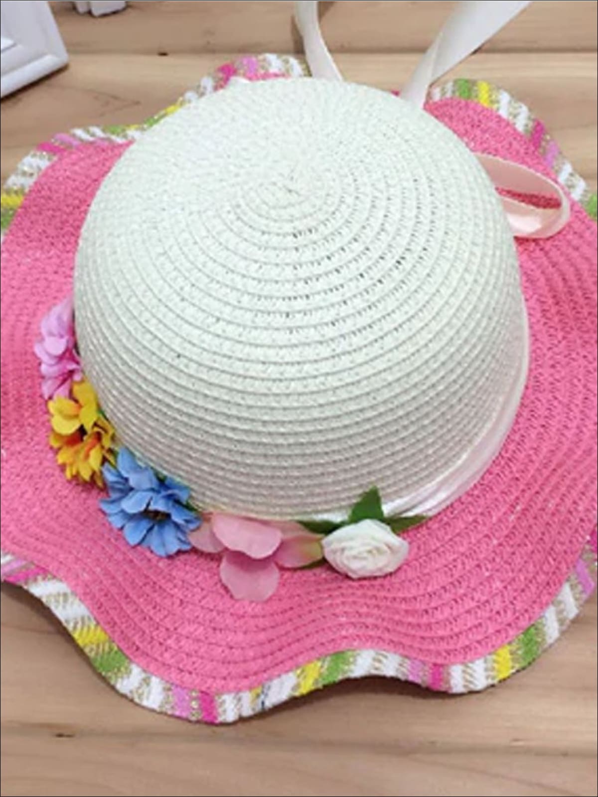 Girls Rainbow Floral Straw Hat - Girls Hats