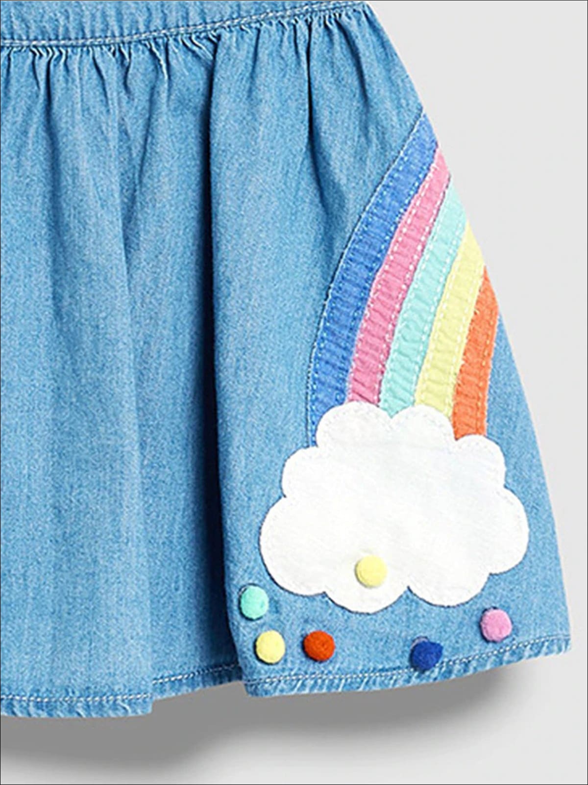 Girls Rainbow Unicorn Patched Denim Skirt - Girls Skirt