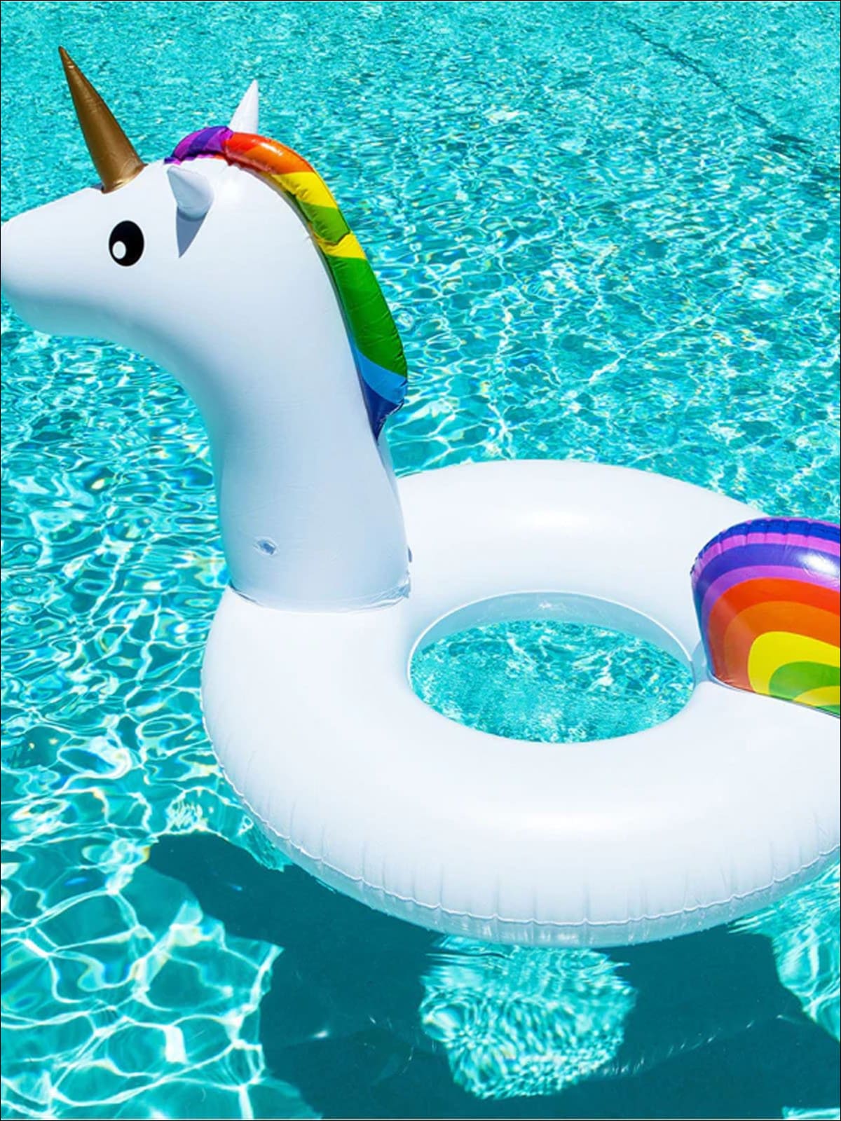 Girls Rainbow Unicorn Ring Pool Swim Float - Girls Accessories