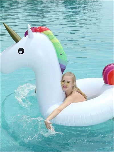 Girls Rainbow Unicorn Ring Pool Swim Float - Girls Accessories