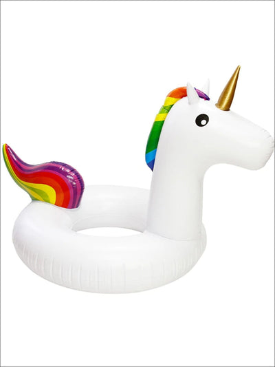 Girls Rainbow Unicorn Ring Pool Swim Float - White - Girls Accessories