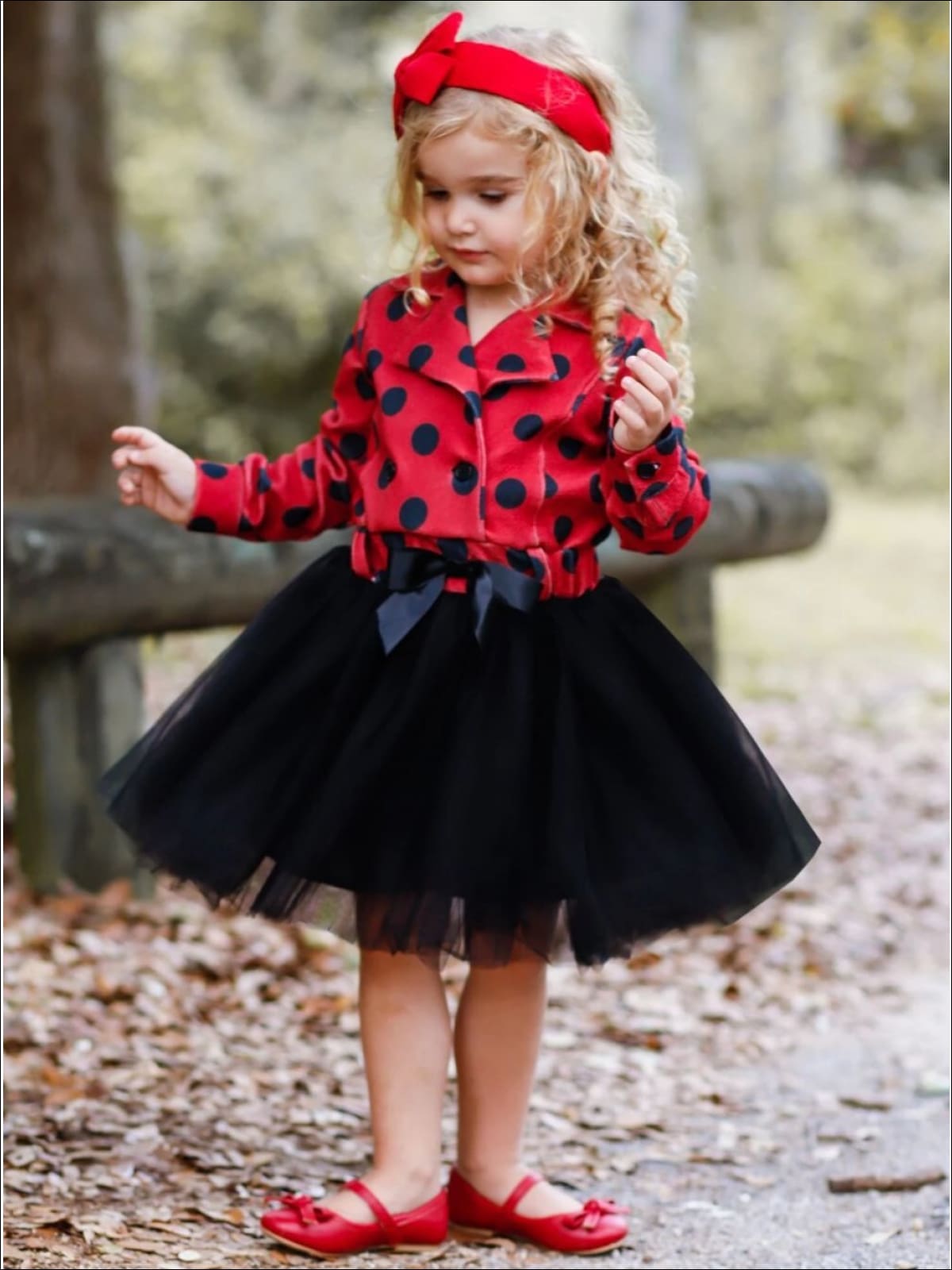 Girls Red & Black Polka Dot Blazer Tutu Dress with Bow – Mia Belle Girls