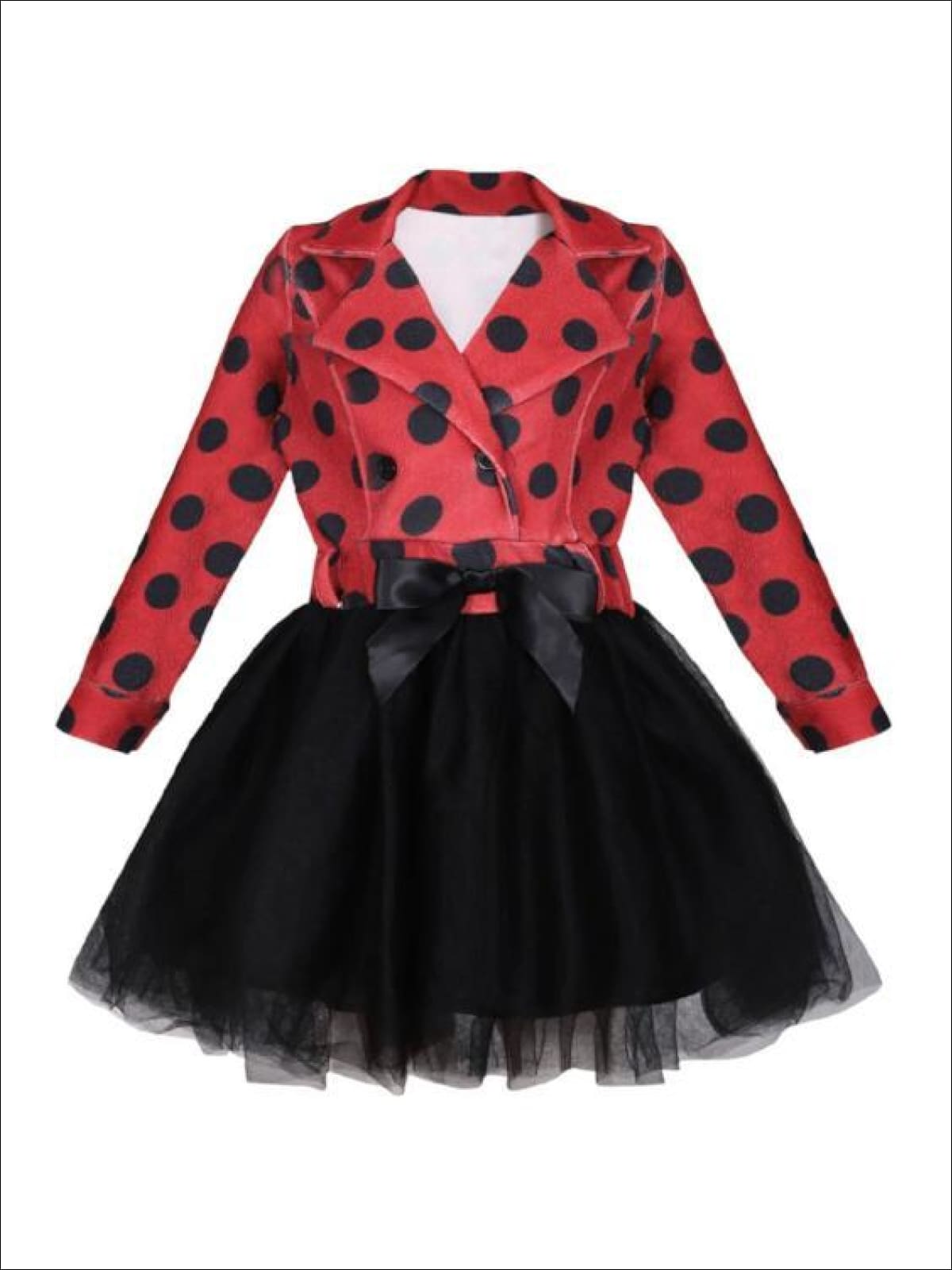 Girls Red & Black Polka Dot Blazer Tutu Dress with Bow – Mia Belle Girls