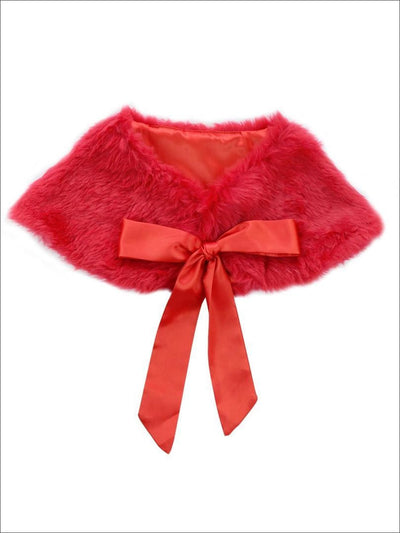 Girls Red Faux Fur Princess Cloak/Bolero - Girls Halloween Costume