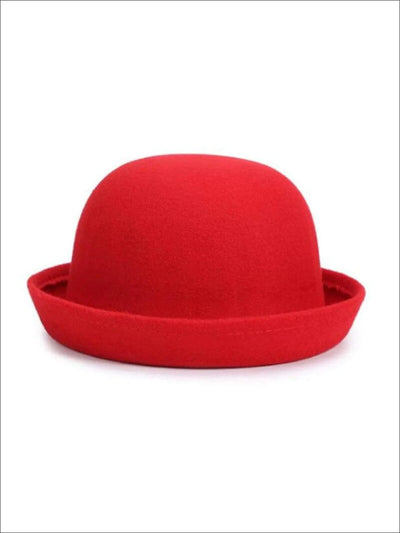 Mia Belle Girls Red Bowler Hat | Kids Fashion Accessories