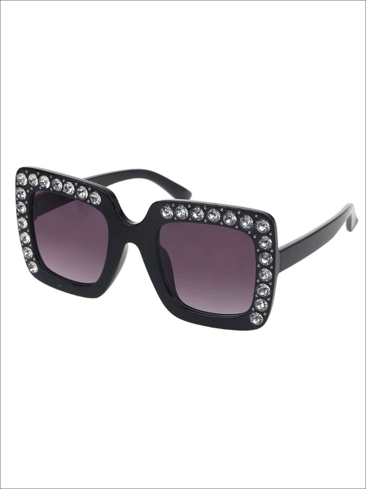 Girls Rhinestone Rimmed Sunglasses - Black - Girls Accessories