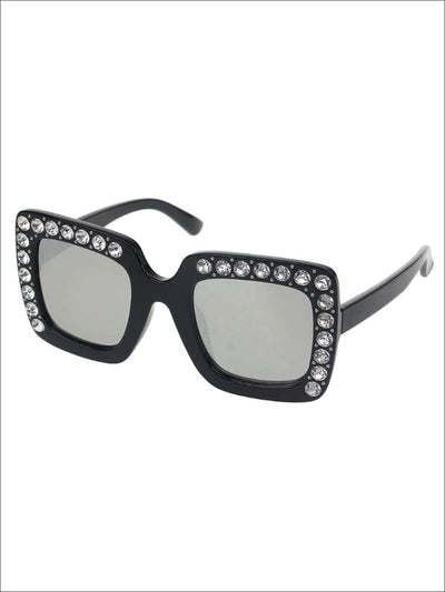 Girls Rhinestone Rimmed Sunglasses - Silver - Girls Accessories