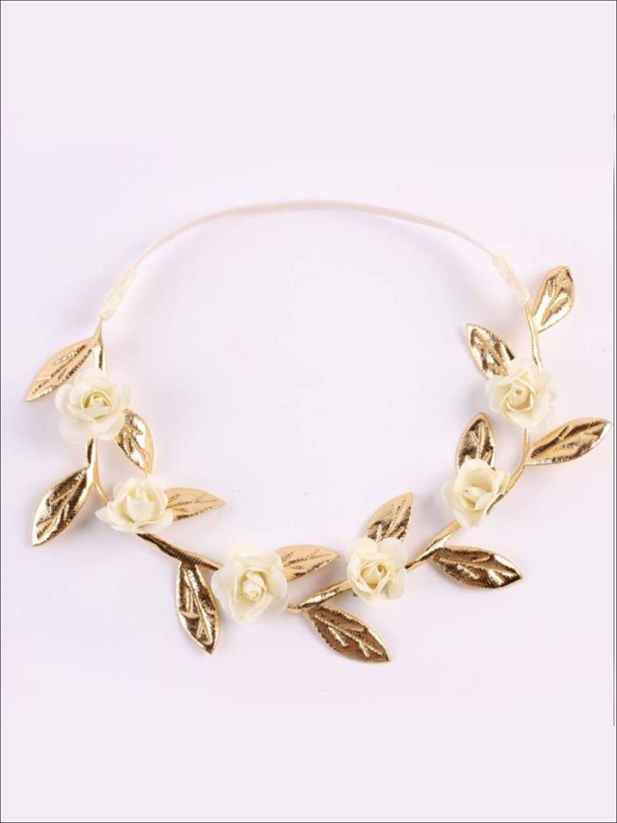 Girls Rose and Gold Leaf Flower Halo - Hair Accessories