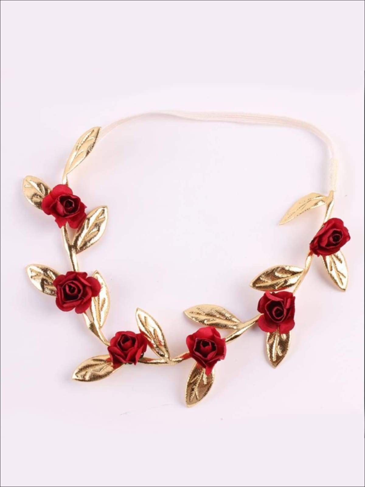 Girls Rose and Gold Leaf Flower Halo - Hair Accessories