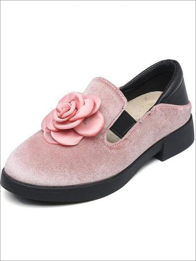 Girls Rosebud Velvet Clogs - Pink / 1 - Girls Flats