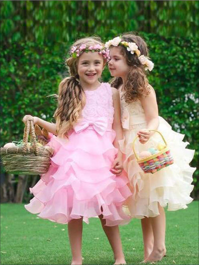 Girls Formal Easter Dresses | Rosette Bodice Sleeveless Party Dress