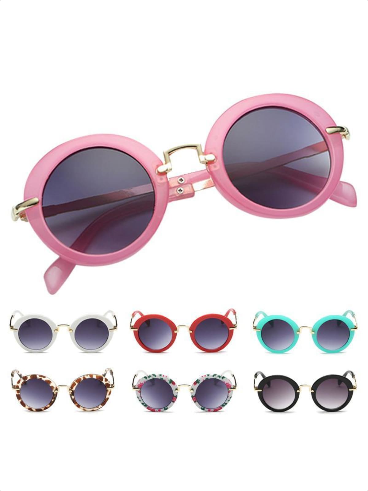 Girls Round Retro Sunglasses - Girls Sunglasses
