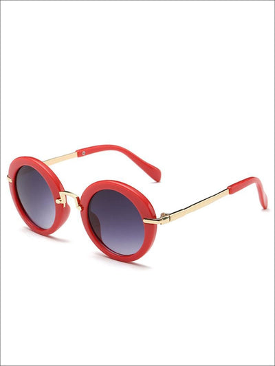 Girls Round Retro Sunglasses - Red / One - Girls Sunglasses