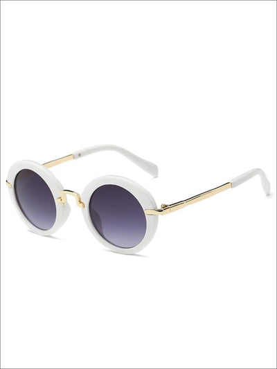 Girls Round Retro Sunglasses - White / One - Girls Sunglasses
