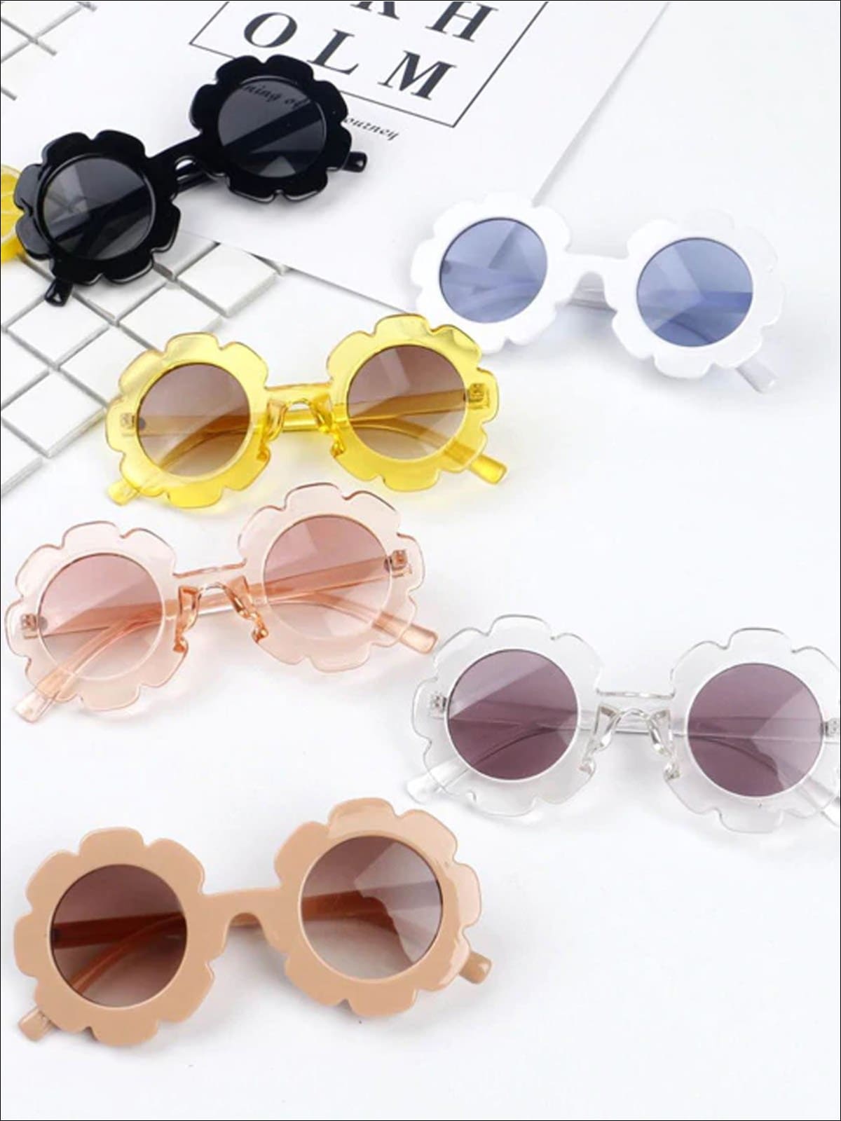 Girls Round Vintage Flower Sunglasses - Girls Accessories