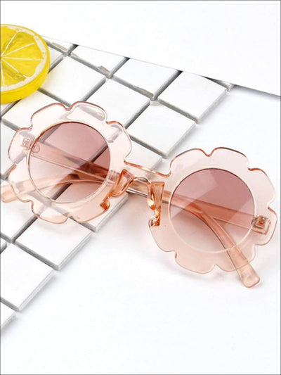 Girls Round Vintage Flower Sunglasses - Pink - Girls Accessories