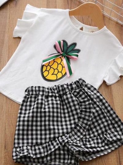 Resort Ready Kids Clothes | Girls Pineapple Top & Gingham Skort Set ...