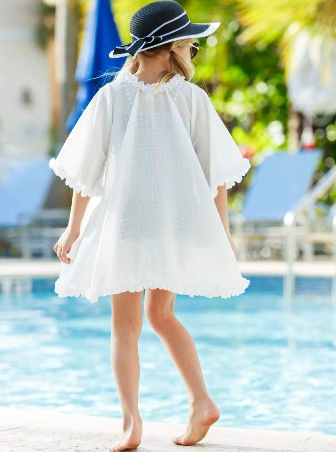 Kids Cute Swimwear | Little Girls Sheer Ruffle Swimsuit Cover Up