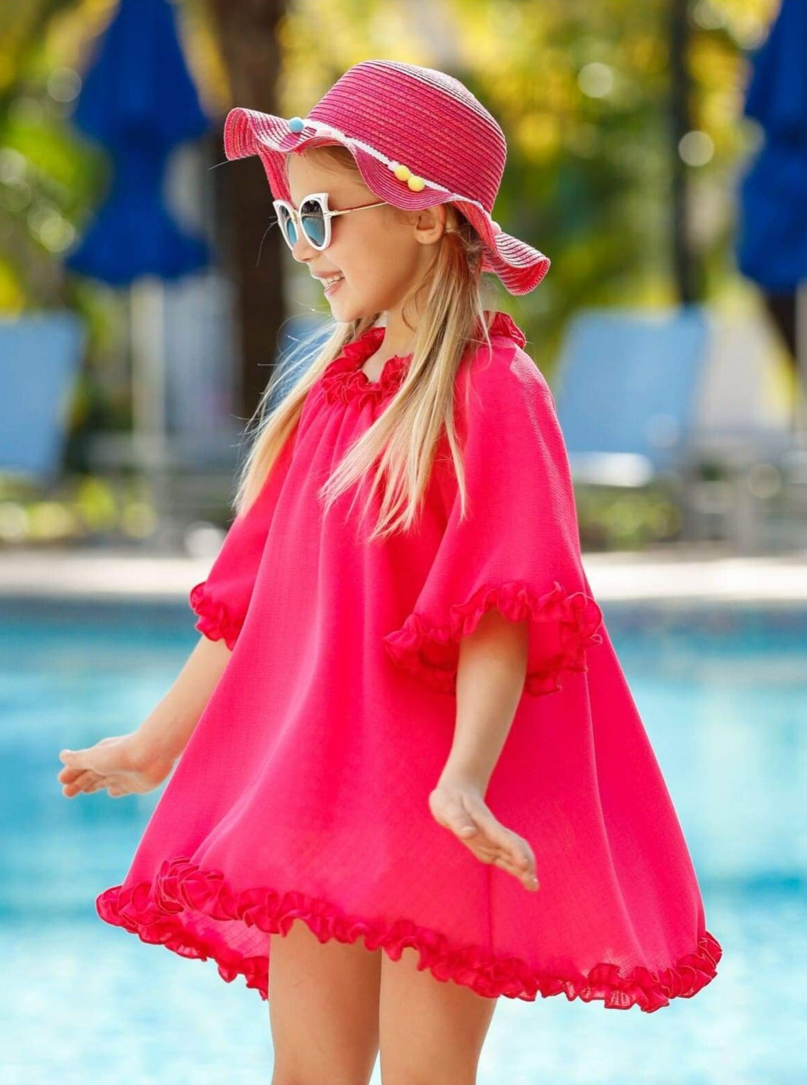 Toddler Swimsuit Cover Ups | Little Girls Sheer Pink Swim Cover Up 