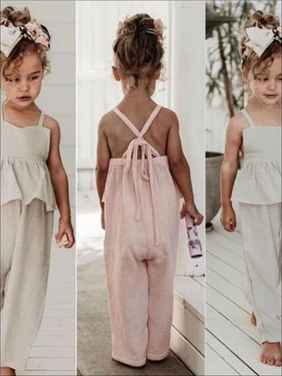 Cute Toddler Outfit Ideas | Girls Pink Peplum Racerback Jumpsuit