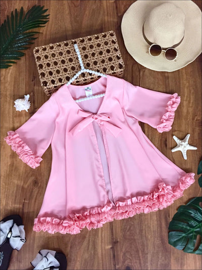 Toddlers Cover Up | Little Girls Ruffled Tie Caftan Swimsuit Cover Up