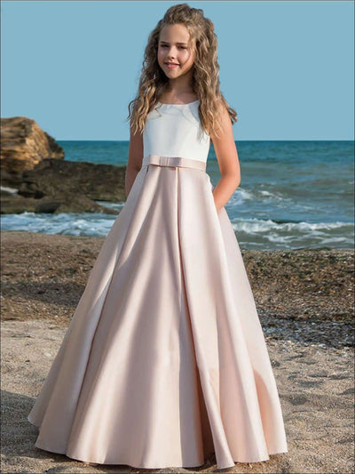 Girls Winter Formal Dresses | Sleeveless Maxi Communion Gown