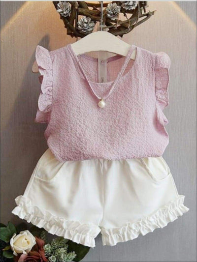 Girls Spring Outfits | Toddler Hanging Pearl Top & Bloomer Shorts Set