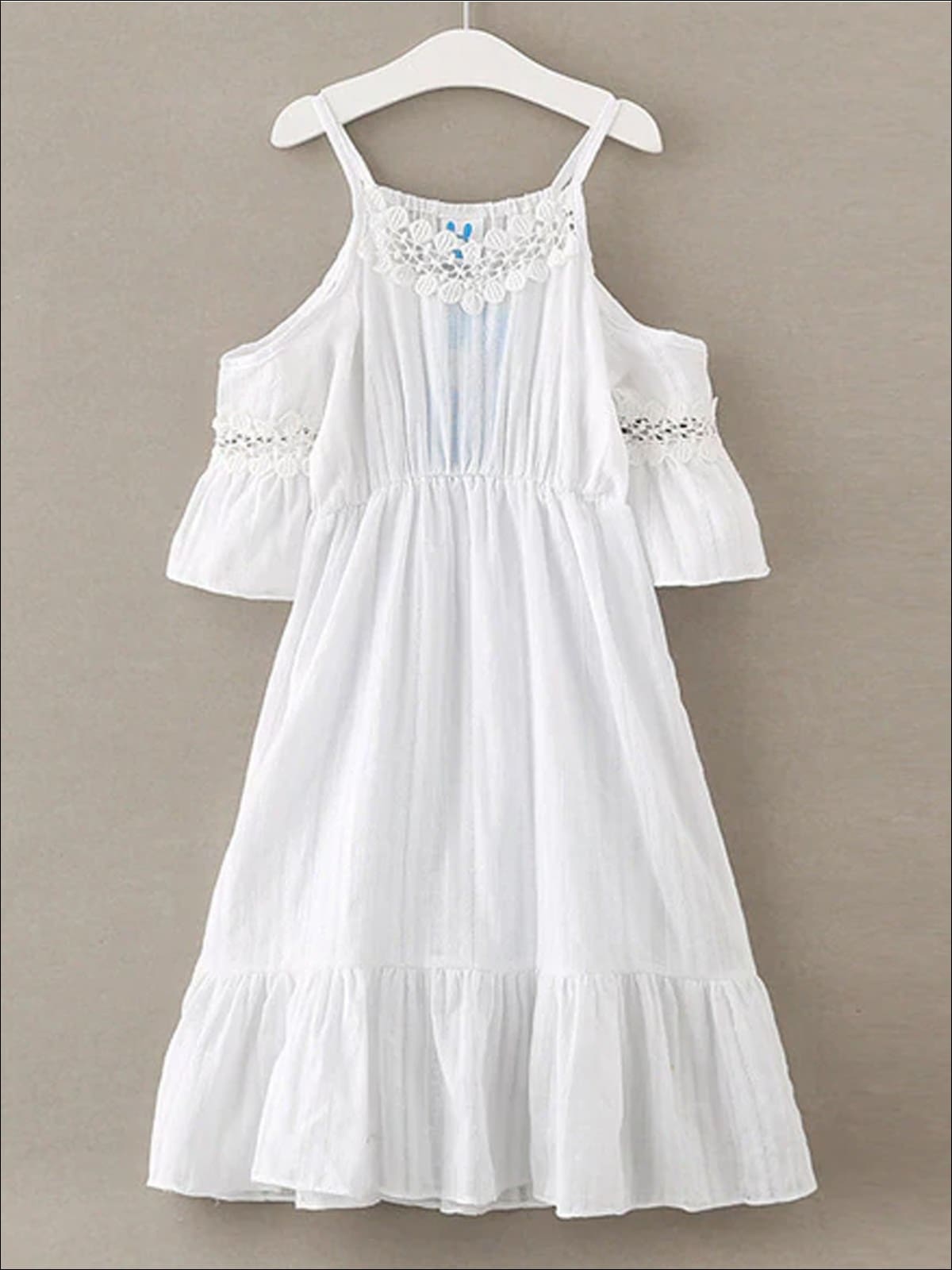 Toddler Spring Casual Dresses | Girls Cold Shoulder Ruffle Dress
